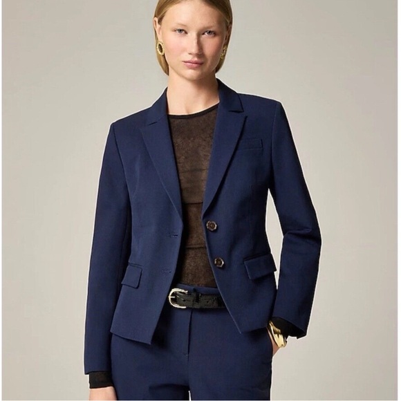 J.CREW Jackets & Blazers - J.CREW Tall Shrunken-fit Blazer in Bi-stretch Cotton Blend T8 Navy Blue CI626